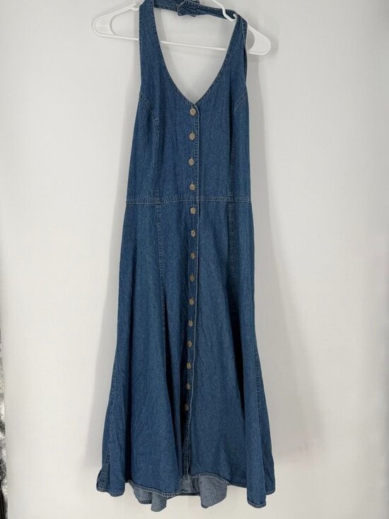 Signature by Robbie Bee Dresses & Skirts - Signature by Robbie Bee Cotton Halter Dress Button Up Midi